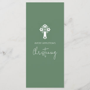 Menu Floral Cross Christeing Fern Green