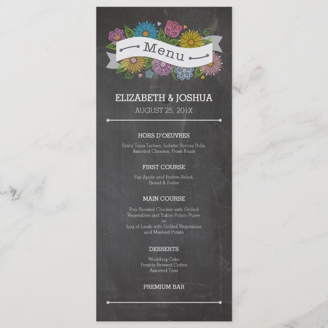 Menu floral de bannière de tableau (Devant)