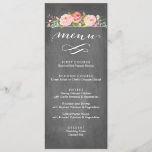 Menu floral de mariage de roseraie