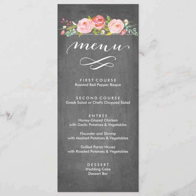 Menu floral de mariage de roseraie (Devant)