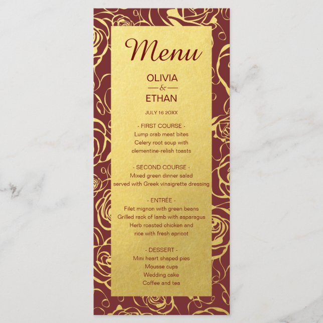 Menu Floral d'huile d'or sur Bourgogne (Devant)