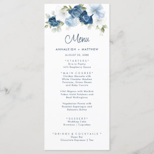 Menu Floral Dusty Blue Greenery Mariage