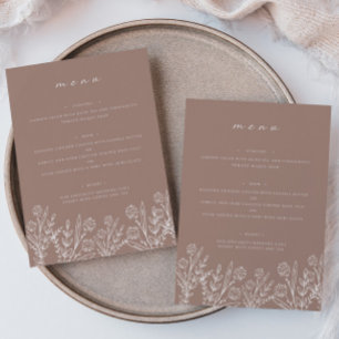Menu Floral Dusty Rose 5x7" Mariage Table plat