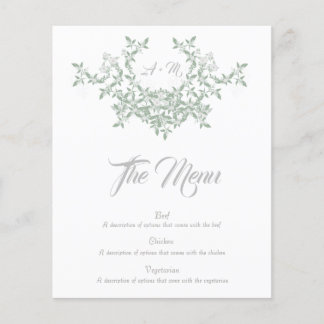 Menu floral élégant avec initiales
