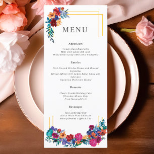 Menu Floral Fête mexicaine coloré Mariage
