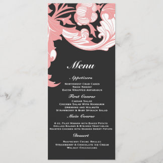 Menu Floral foncé et chic élégant - noir, rose de
