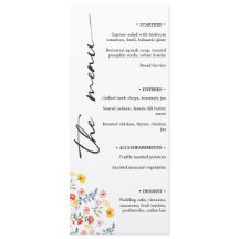 Menu Floral Mariage avec Écriture Verticale Minima