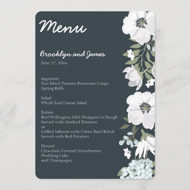 Menu Floral Mariage Avec Fleurs Blanches (Devant)