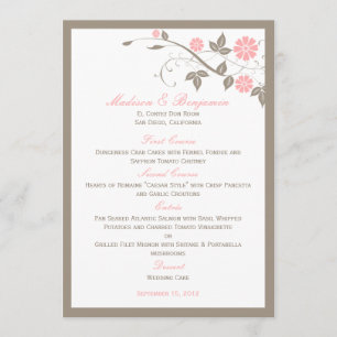Menu Floral Mariage moderne - Rose doux