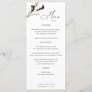 Menu floral noir et blanc