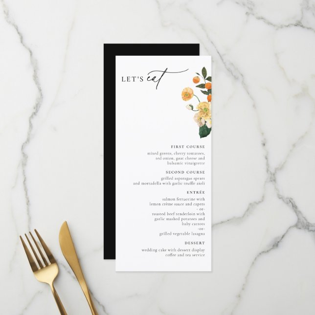 Menu Floral Orange Citrus (Devant/Arrière en situation)