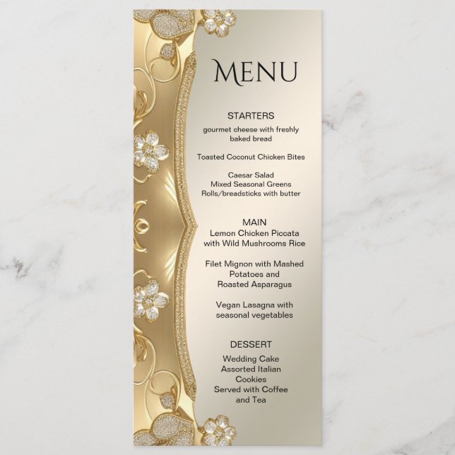 Menu Floral Orné Or (Devant)