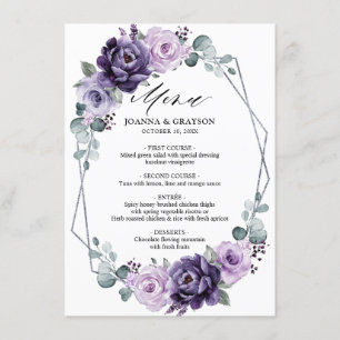 Menu Floral Plum violet Argent Floroms Mariage géométri