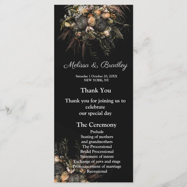 Menu Floral vintage foncé (Devant)