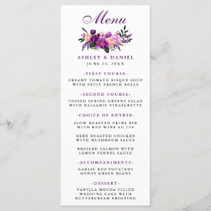 Menu Floral violet Ultra violet Mariage