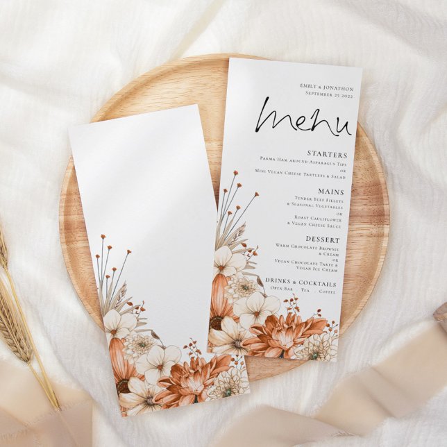 Menu Florales automnales modernes Mariage de feuillage (Créateur téléchargé)
