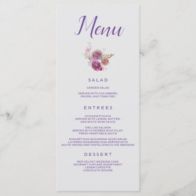Menu Flore violet chic (Devant)