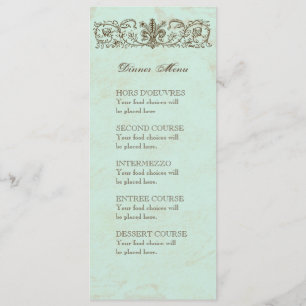 Menu Flourish bleu de remous de couronne d'oeufs