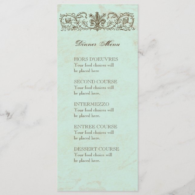 Menu Flourish bleu de remous de couronne d'oeufs (Devant)