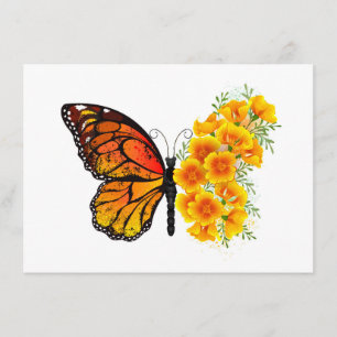 Menu Flower Butterfly with Yellow California Poppy