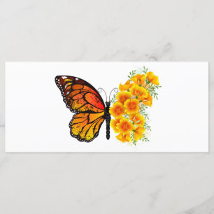 Menu Flower Butterfly with Yellow California Poppy