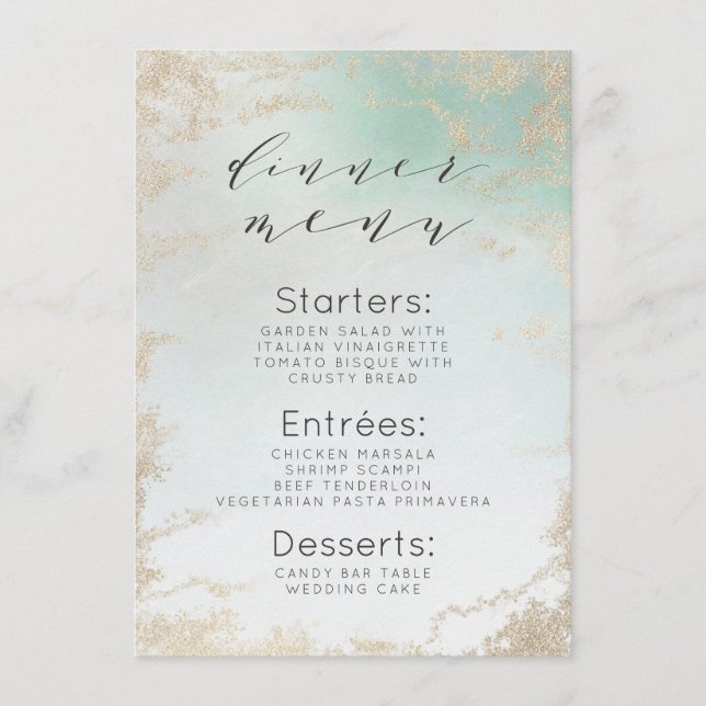 Menu Fond Abstrait Aqua Ombre avec Parties scintillant  (Devant)
