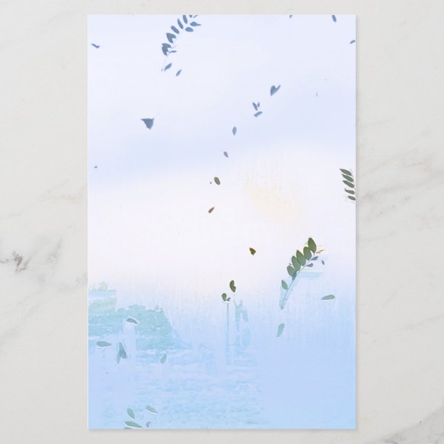 Menu Fond de feuille bleu pastel rêve décontracté (Dos)