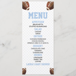 Menu Football Ball Sports Blue Baby shower Nourriture