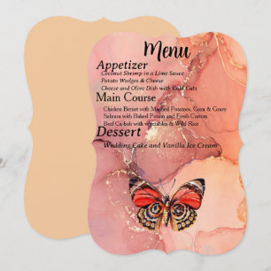 Menu for Fall Wedding Event w Tree & Butterflies