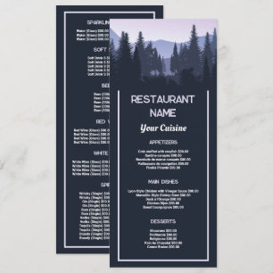 Menu Forêt Bleue, Restaurant Slimline