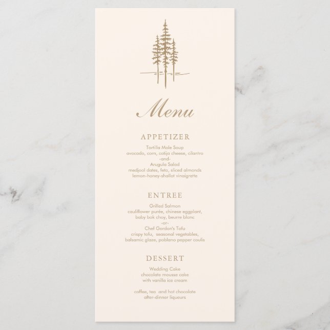 Menu Forêt d'or moderne Mariage rustique (Devant)