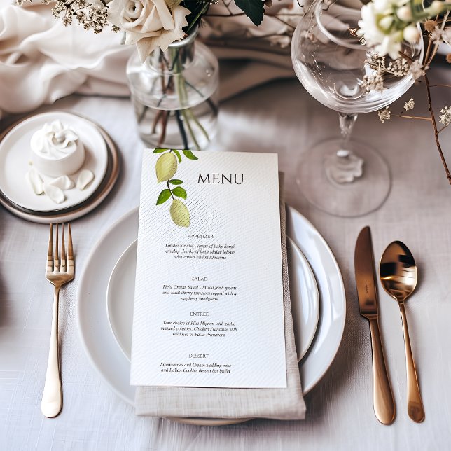 Menu Fresh Citrus Painted Lemons Modern Mediterranean (Créateur téléchargé)