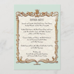 Menu Gatsby Art Déco Nouveau dentelle Faux Gold Tulip