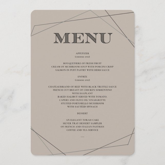Menu Geo Modern Bar/Menu Bat mitzvah (Devant)
