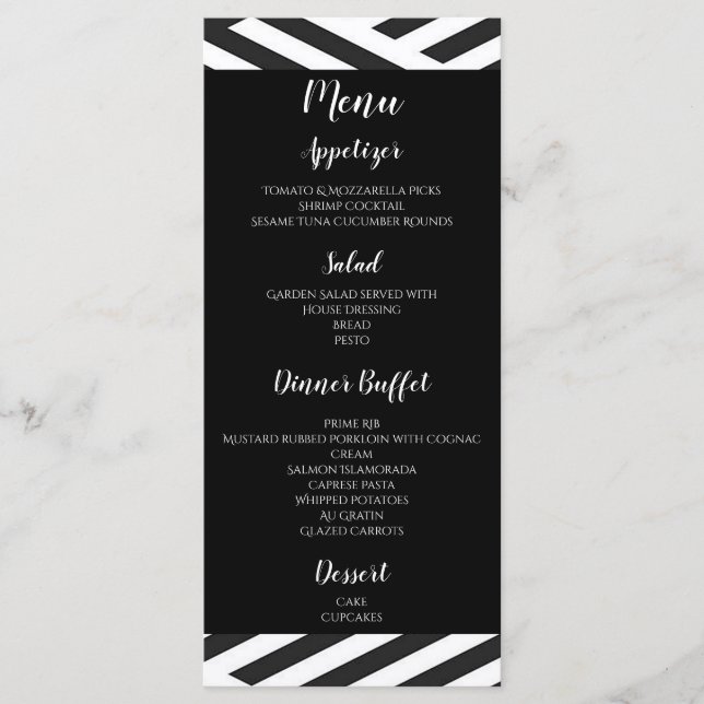 Menu géométrique noir et blanc d'obtention du (Devant)