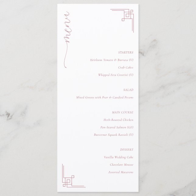 Menu Géométrique Rose Élégant (Devant)