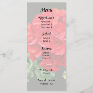Menu Géranium Rouge Clair