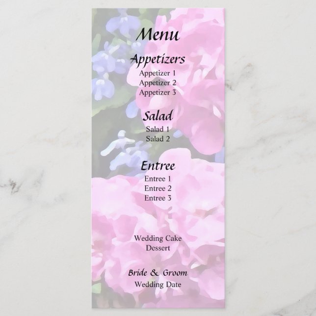 Menu Géraniums et Pervenche (Devant)