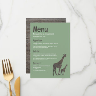 Menu Giraffe Safari d'argile, Mariage rustique