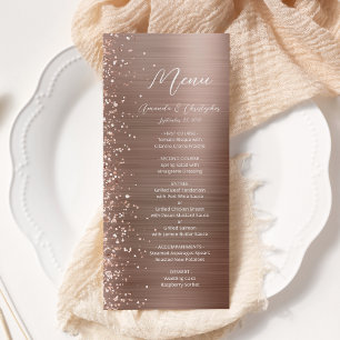 Menu Glam Rose Parties scintillant or brossé Mariage mé