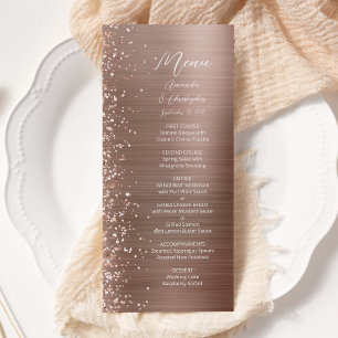Menu Glam Rose Parties scintillant or brossé Mariage mé