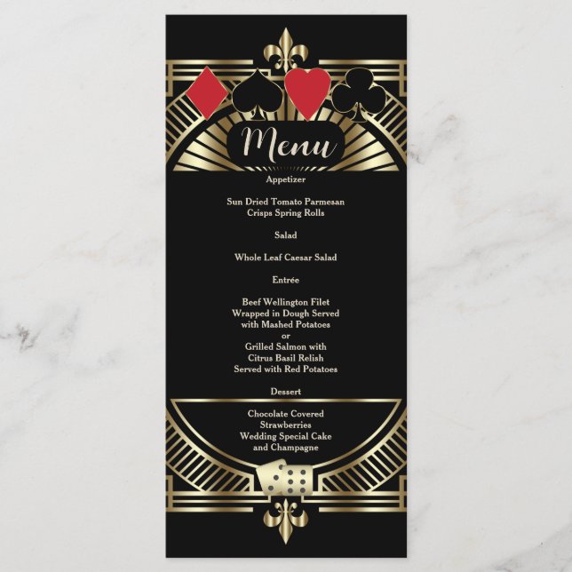 Menu Gold Black Gatsby Style Roaring Mariage des années (Devant)