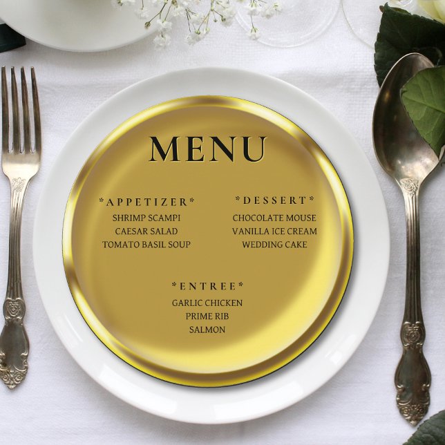 Menu Gold Coin Elegant Luxe Mariage Réception (Gold Coin Elegant Luxury Wedding Reception Menu)