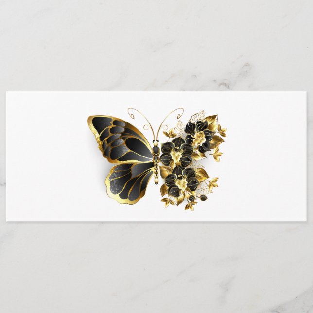 Menu Gold flower Butterfly with Black Orchid (Devant)