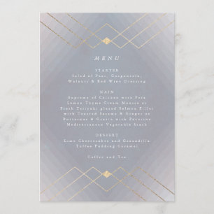 Menu Gold Grey Elegance Diamond Geo Deco Mariage