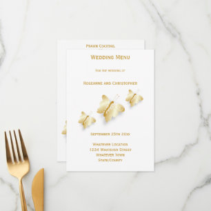 Menu Gold Mariage Papillons Design