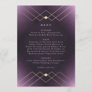 Menu Gold Purple Elegance Diamant Geo Déco Mariage