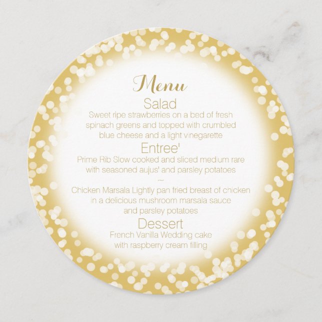 Menu Gold Sparkle Round (Devant)