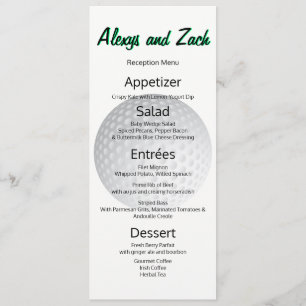 Menu Golf Golfer Sports Amoureux Tee Time Reception Men