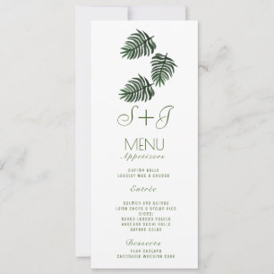 Menu gouache tropical botanique à motif de feuille